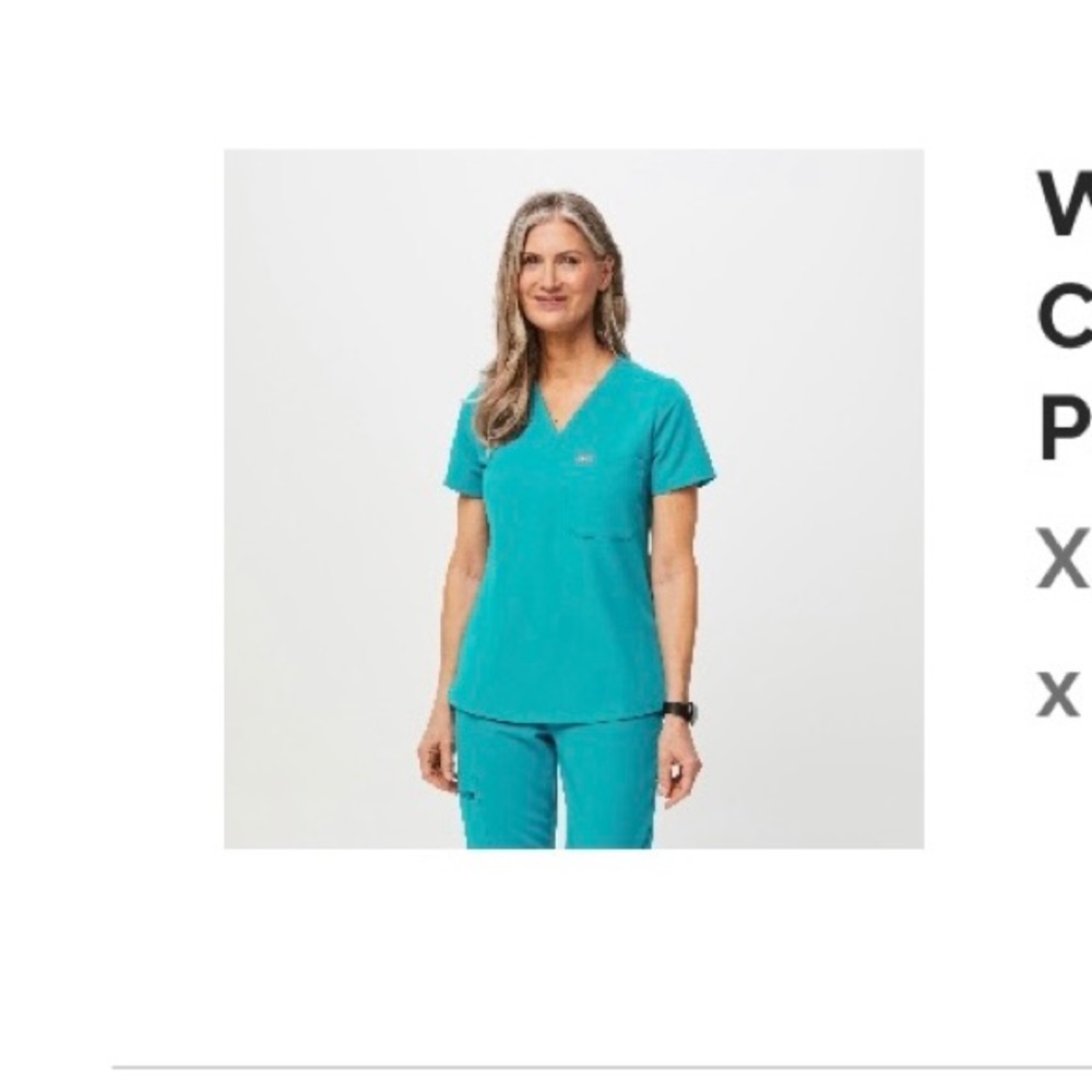 Figs Women Teal Catarina One Pocket Scrub Top